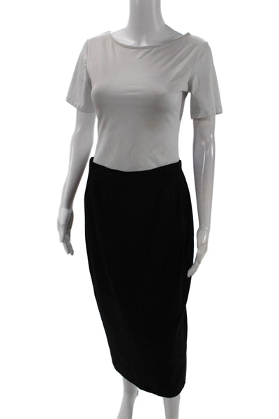 Eitenne Brunel Womens Back Zip Midi Pencil Skirt Black Wool Size 8