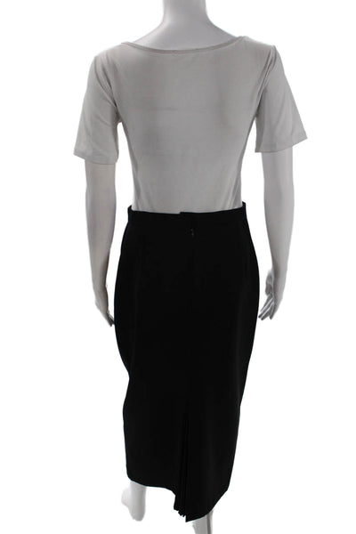 Eitenne Brunel Womens Back Zip Midi Pencil Skirt Black Wool Size 8