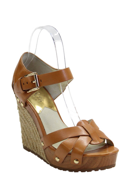 The Jetset Diaries Michael Kors Womens Ankle Strap Espadrilles Sandals Brown 6.5