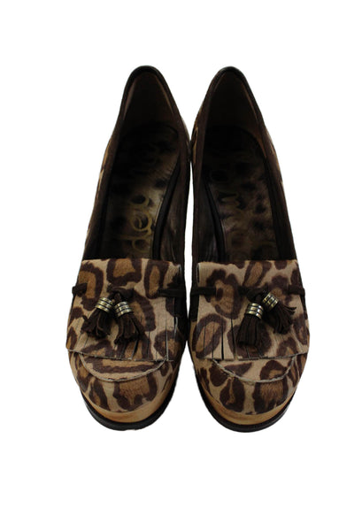 Stuart Weitzman Womens Animal Print Wesley Wedge Pumps Beige Brown Size 10 Mediu