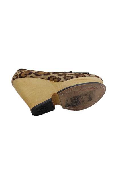 Stuart Weitzman Womens Animal Print Wesley Wedge Pumps Beige Brown Size 10 Mediu