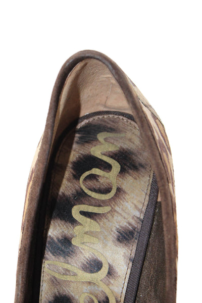 Stuart Weitzman Womens Animal Print Wesley Wedge Pumps Beige Brown Size 10 Mediu