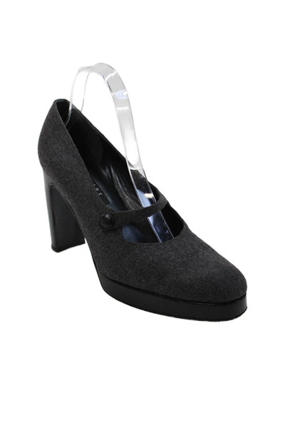 Stuart Weitzman Womens Low Platform Mary Jane Pumps Gray Black Size 10 B