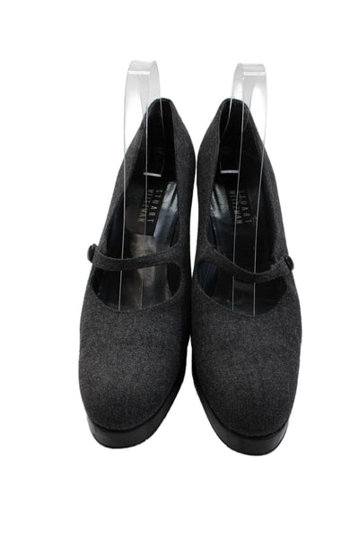Stuart Weitzman Womens Low Platform Mary Jane Pumps Gray Black Size 10 B