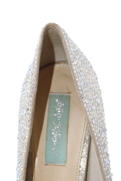 Betsey Johnson Womens Jeweled High Platform Wish Pumps Gold Silver Size 9 B