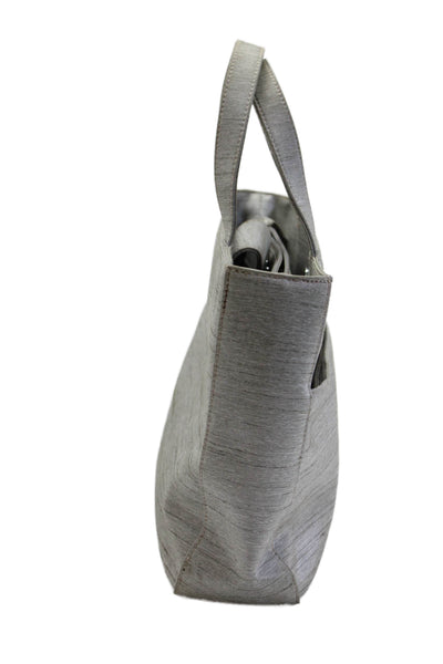 Paloma Picasso Womens Striped Zipper Closure Satchel Shoulder Handbag Gray