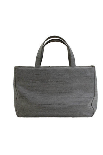 Paloma Picasso Womens Striped Zipper Closure Satchel Shoulder Handbag Gray