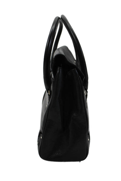 Paloma Picasso Womens Striped Zipper Closure Satchel Shoulder Handbag Gray