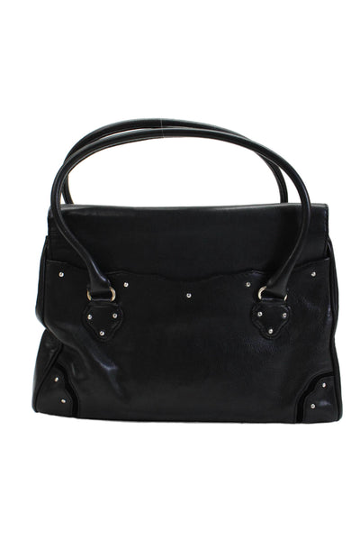 Paloma Picasso Womens Striped Zipper Closure Satchel Shoulder Handbag Gray