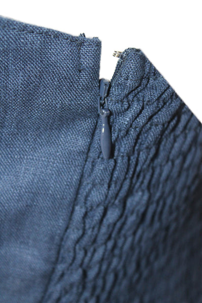Faithfull The Brand Womens Spaghetti Strap Twist Linen Mini Dress Blue Size 6
