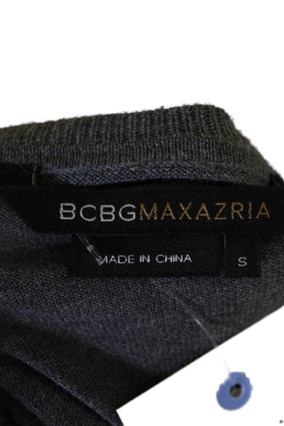BCBGMAXAZRIA Womens Long Sleeve V Neck Mini Sweater Dress Gray Size Small