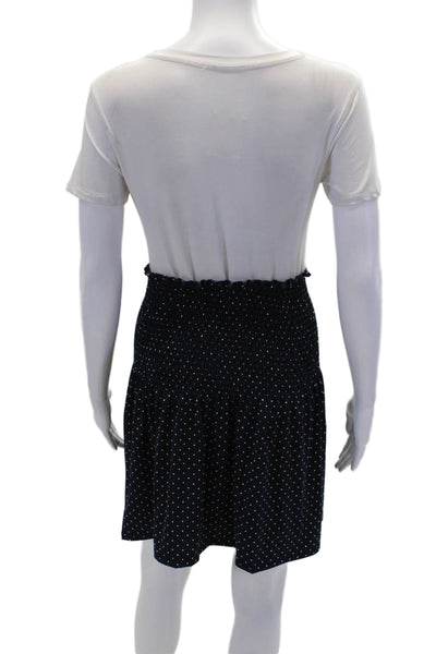 BCBGMAXAZRIA Womens Smocked Waistband Polka Dot Skirt Navy White Size M/L