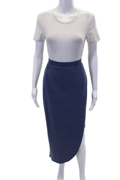 BCBGMAXAZRIA Womens Elastic Waistband Asymmetrical Skirt Blue Size Medium