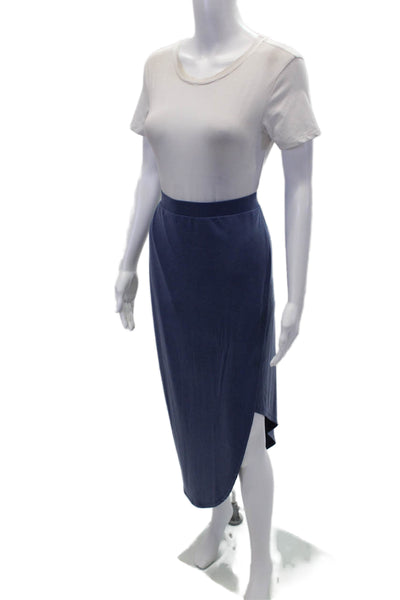 BCBGMAXAZRIA Womens Elastic Waistband Asymmetrical Skirt Blue Size Medium