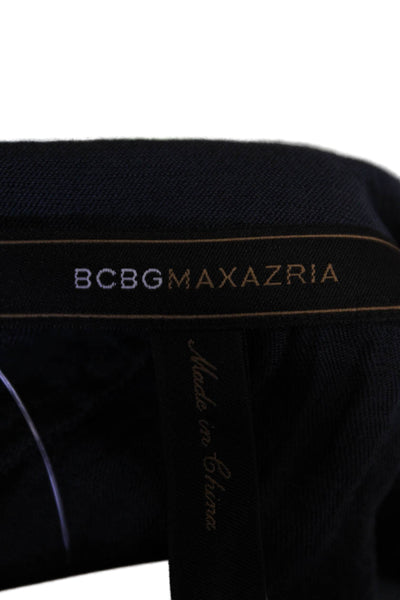 BCBGMAXAZRIA Womens 3/4 Sleeve V Neck Woven Romper Navy Blue Size Extra Small
