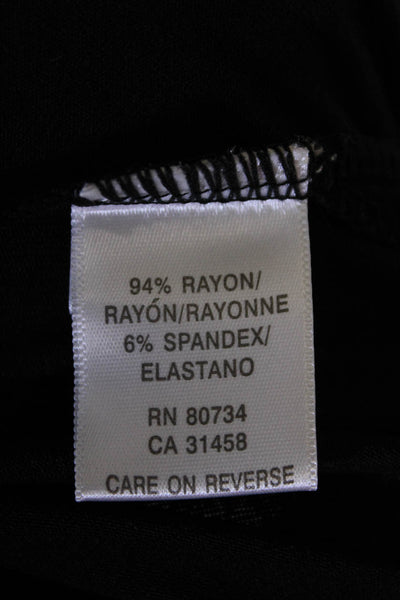 BCBGMAXAZRIA Womens Short Sleeve V Neck Ruched Knit Top Black Size Large