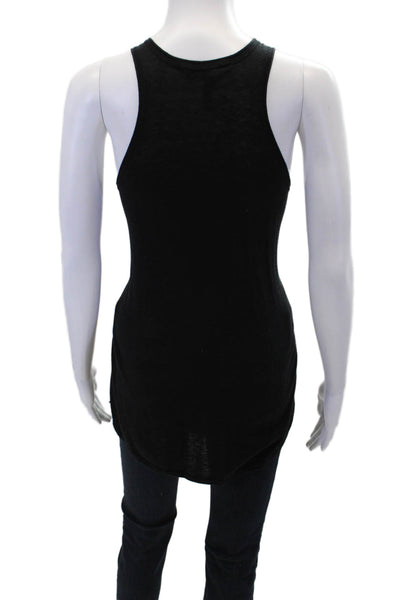 BCBGMAXAZRIA Womens Scoop Neck Sequin Printed Knit Tank Top Black Size Small