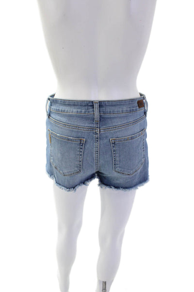 Paige Womens Cotton Distressed Mid-Rise Medium Wash Denim Shorts Blue Size 26