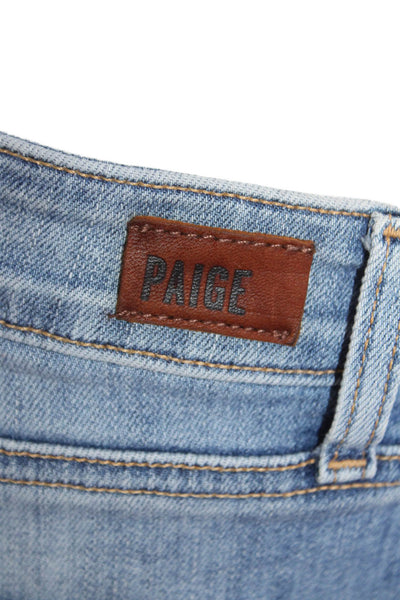 Paige Womens Cotton Distressed Mid-Rise Medium Wash Denim Shorts Blue Size 26