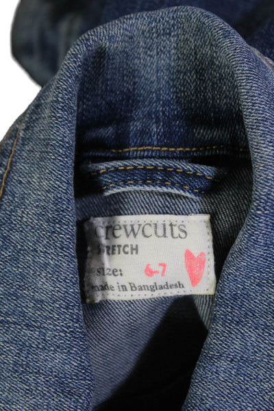 Crewcuts Childrens Girls Jean Button Down Jacket Blue Cotton Size 6-7