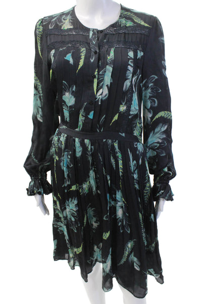 Marchesa Voyage Womens Textured Button Lace Lined Short Dress Black Size 4