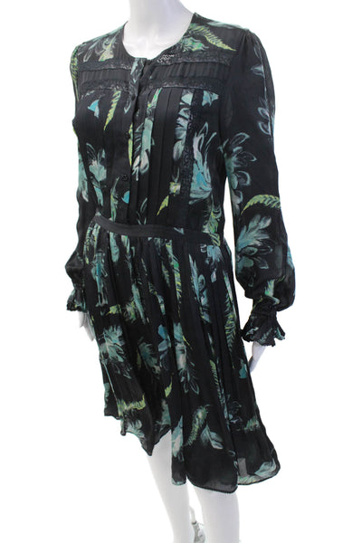 Marchesa Voyage Womens Textured Button Lace Lined Short Dress Black Size 4
