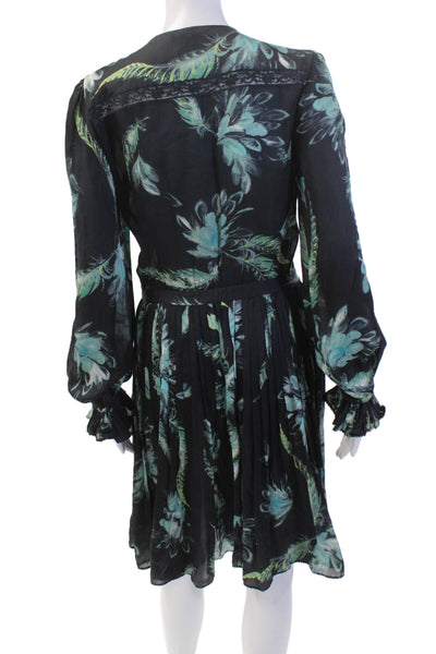 Marchesa Voyage Womens Textured Button Lace Lined Short Dress Black Size 4