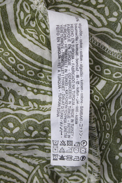 Zara Womens Paisley Print Button Down Belted Dress Green White Size Small