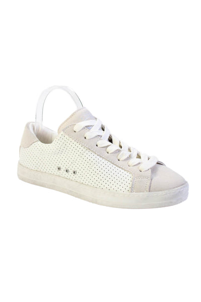 Steve Madden Womens Leather Blast Lace Up Low Top Sneakers White Size 7.5 Medium