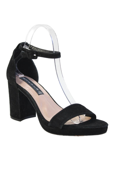 STEVEN BY STEVE MADDEN Womens Suede Vino Sandal Heels Black Size 7.5 Medium