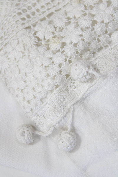 Marchesa Voyage Womens Cotton Pom Pom Trim Lace Detail Jumpsuit White Size 6