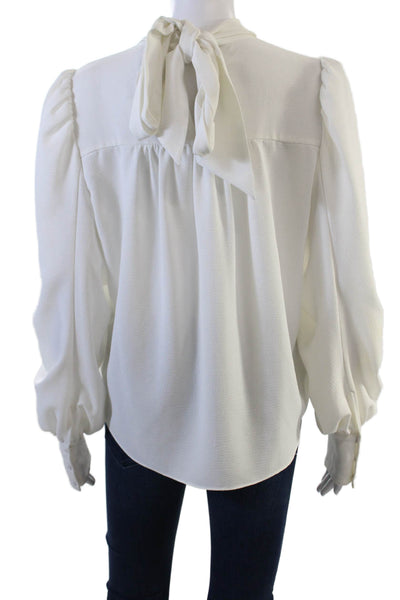Joie Womens High Neck Rouched Long Sleeve Detail Blouse Solid White Size M