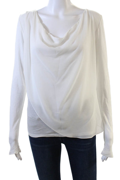 Velvet Womens Solid Round Neck Pullover Long Sleeve T-Shirt Top White Size S