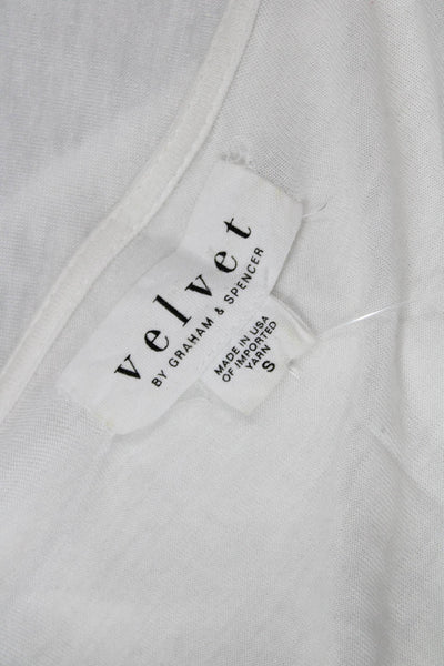 Velvet Womens Solid Round Neck Pullover Long Sleeve T-Shirt Top White Size S