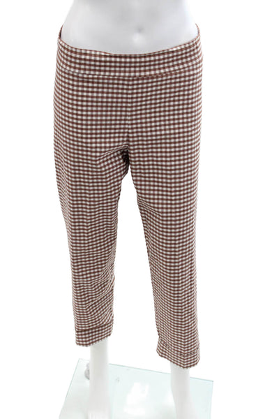 Avenue Montaigne Womens Cotton Plaid Printed Straight Leg Pants Red Size 08