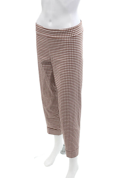 Avenue Montaigne Womens Cotton Plaid Printed Straight Leg Pants Red Size 08