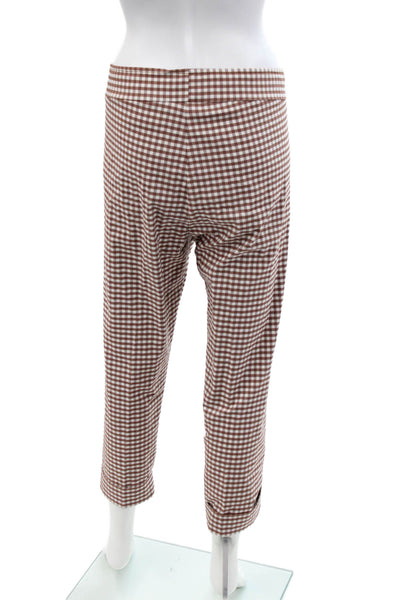 Avenue Montaigne Womens Cotton Plaid Printed Straight Leg Pants Red Size 08