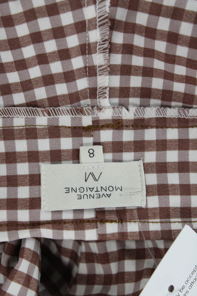 Avenue Montaigne Womens Cotton Plaid Printed Straight Leg Pants Red Size 08