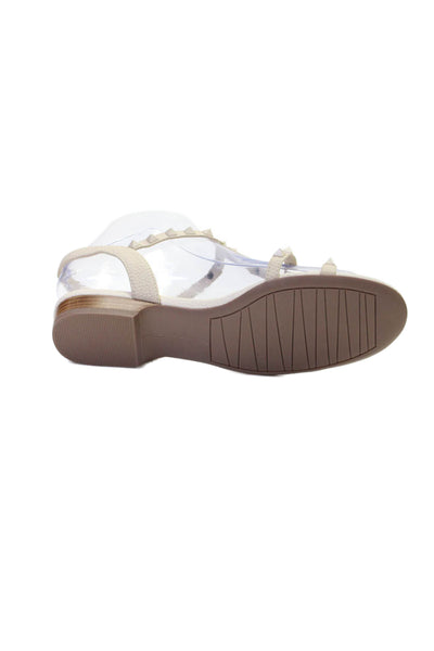 Diane B Womens Textured Open Toe Slingback Buckle Ankle Strap Nude Size 6