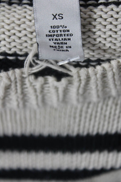 Cotton By Autumn Cashmere Womens Distressed Striped Sweater White Navy Size XS