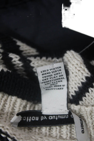 Cotton By Autumn Cashmere Womens Distressed Striped Sweater White Navy Size XS