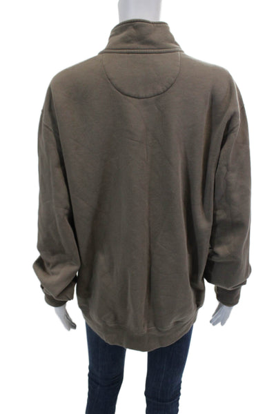 Octobers Very Own Womens Half Zipper Mock Neck Sweatshirt Brown Size Medium