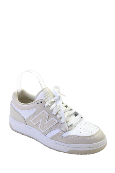 New Balance Mens Lace Up Logo Perforated Sneakers Brown White Leather Size 6