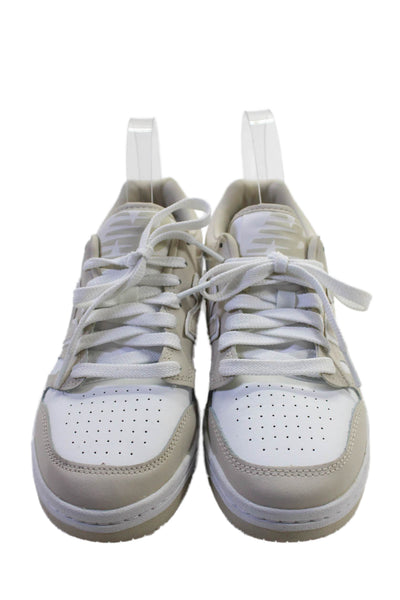 New Balance Mens Lace Up Logo Perforated Sneakers Brown White Leather Size 6