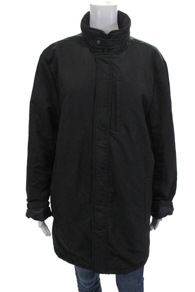 Kenneth Cole Women's Collared Long Sleeves Full Zip Pockets Coat Black Size M