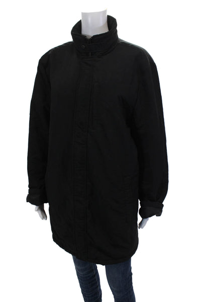 Kenneth Cole Women's Collared Long Sleeves Full Zip Pockets Coat Black Size M
