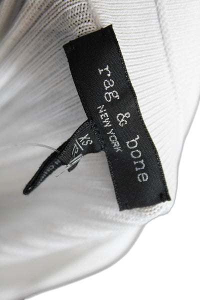 Rag & Bone Womens Short Sleeve Ribbed Button Up Polo White Size XS