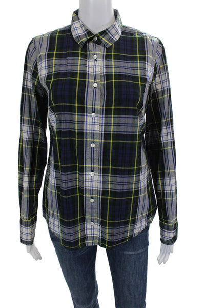 J Crew Women's Long Sleeves Button Down Multicolor Plaid Shirt Size 6