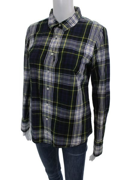 J Crew Women's Long Sleeves Button Down Multicolor Plaid Shirt Size 6