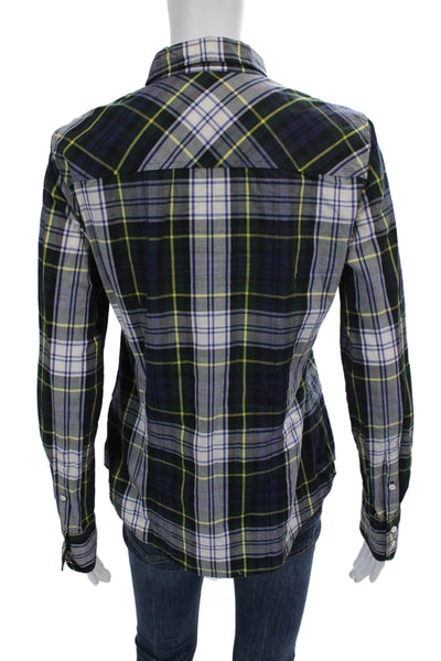 J Crew Women's Long Sleeves Button Down Multicolor Plaid Shirt Size 6